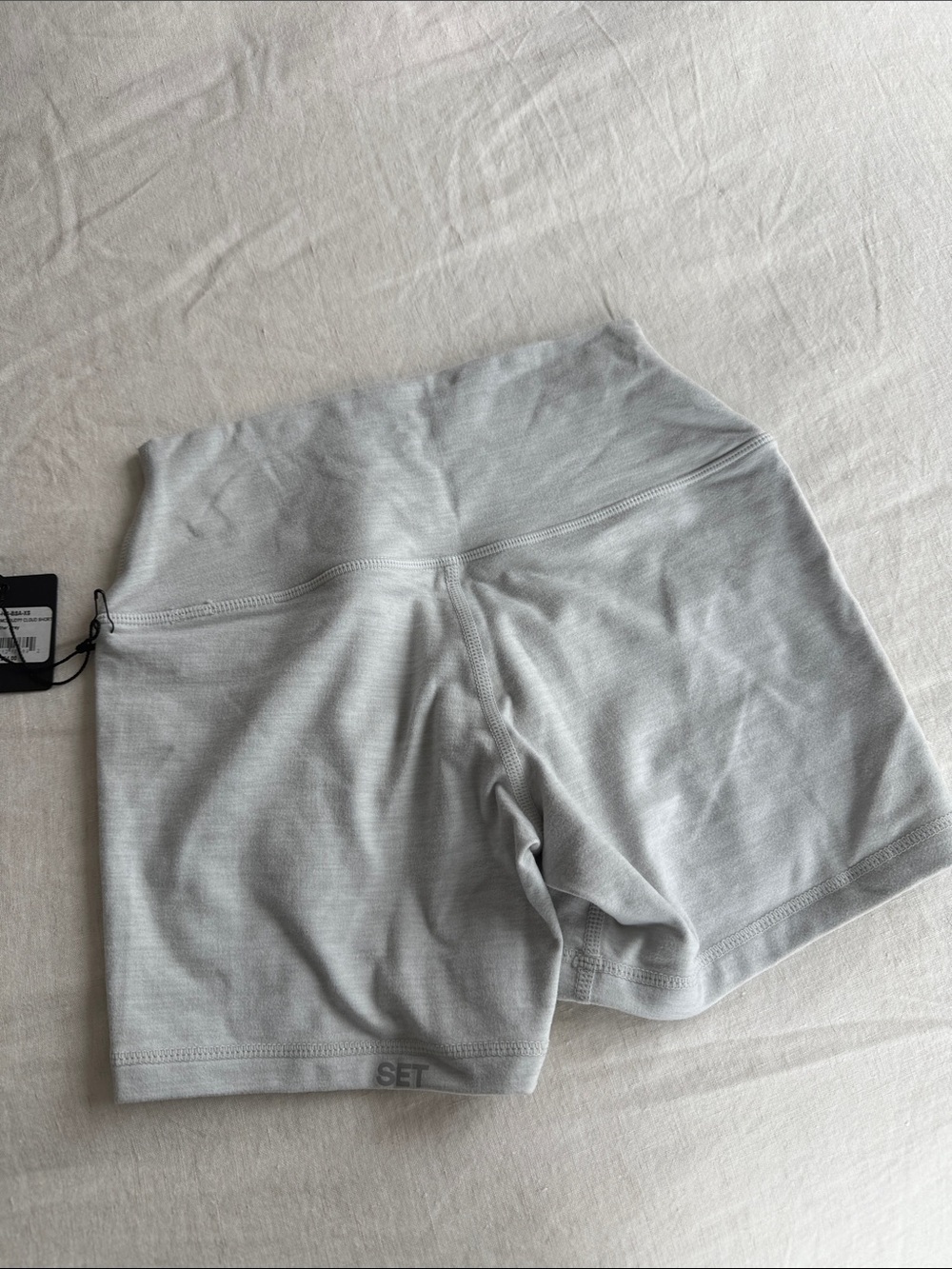 SET Active High-Waist Bike Shorts in Light Gray - Picture 3 of 3